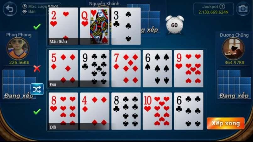 Cách xếp bài trong luật chơi Mậu Binh không đơn giản